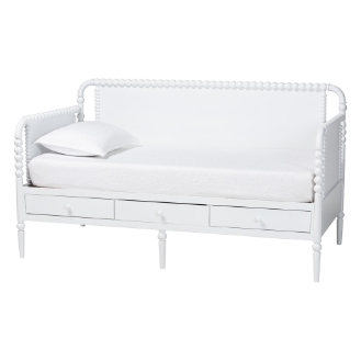 Baxton Studio Lucera 3-Drawer Daybed with Bobbin Frame, Twin, White