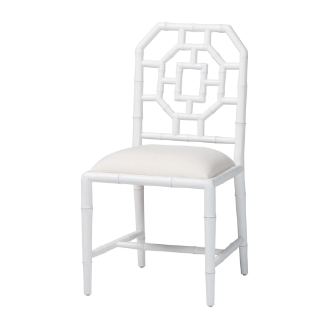 bali & pari Boone Dining Chair with Chinoiserie Design, White
