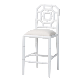 bali & pari Boone Counter Stool with Chinoiserie Design, White