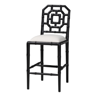bali & pari Boone Counter Stool with Chinoiserie Design, Black