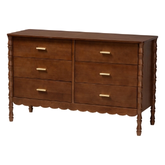 Baxton Studio Danette Bobbin Wood 6-Drawer Dresser