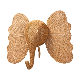 bali & pari Elissa Elephant Head Natural Rattan Wall Decor