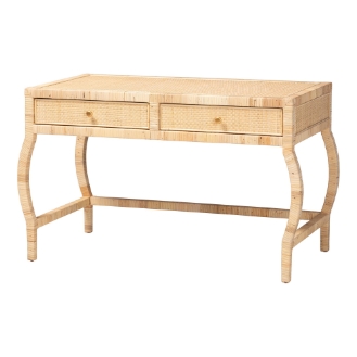 bali & pari Dalida Natural Rattan Writing Desk with Two Drawers