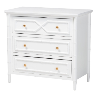 bali & pari Lucia Mahogany Wood 3-Drawer Chest with Bamboo Motif