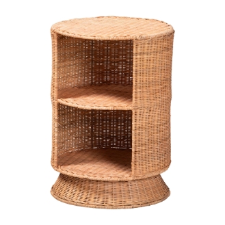 bali & pari Dorielle Natural Rattan End Table with Two Shelves