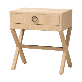 bali & pari Hilliard Woven Grasscloth 1-Drawer End Table