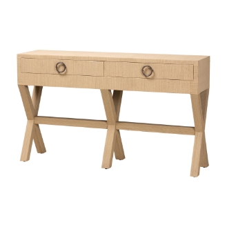 bali & pari Hilliard Woven Grasscloth 2-Drawer Console Table