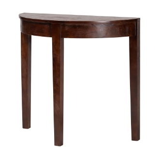 bali & pari Jihan Real Burl Wood Half-Moon Console Table, Dark Walnut