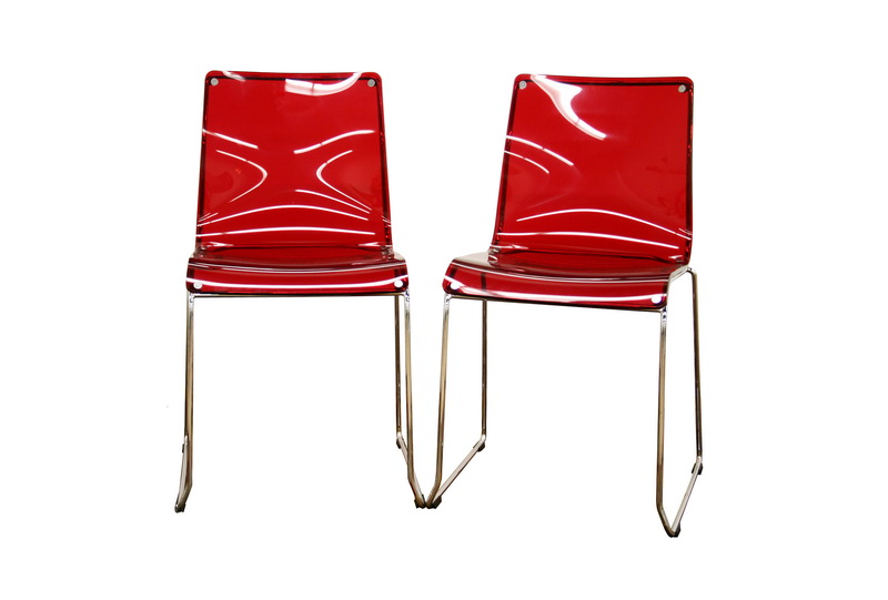 Lino Transpa Red Acrylic Accent, Red Modern Plastic Dining Chairs