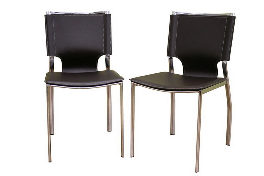 Dark Brown Leather Dining Chair With, Chrome And Leather Dining Chairs