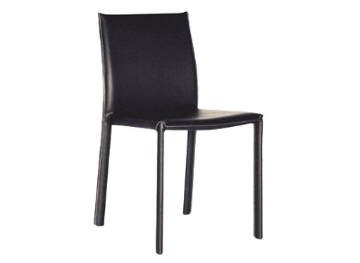 Baxton Studio Crawford Black Leather Dining Chair with Black Leather Legs (set of 2)