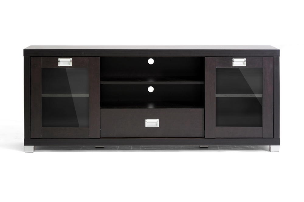 Matlock Modern Tv Stand With Glass, Modern Media Cabinet With Doors