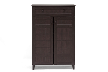 Baxton Studio Glidden Dark Brown Wood Modern Shoe Cabinet (Tall)