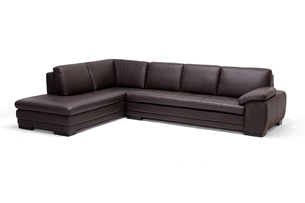 Diana Dark Brown Sofa Chaise Sectional, Dobson Leather Modern Sectional Sofa