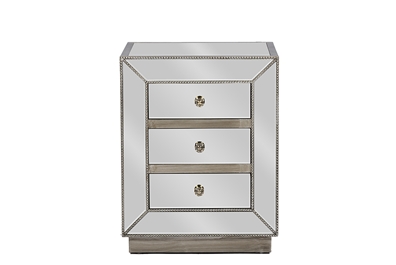 Baxton Studio Currin Contemporary Mirrored 3-Drawer End Table