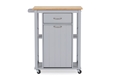 Baxton Studio Yonkers Contemporary Light Grey Kitchen Cart with Wood TopOne (1) Kitchen Cart