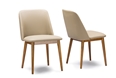 Baxton Studio Lavin Mid-Century Dark Walnut Beige Faux Leather Dining ChairsTwo (2) Dining Chairs