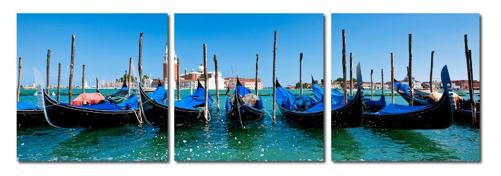 Baxton Studio Gondola Fleet Mounted Photography Print Triptych