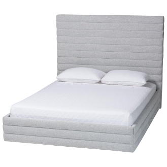 Baxton Studio Cadmus Modern Light Grey Channel-Tufted Fabric Queen Platform Bed