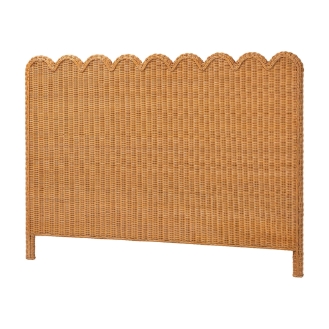 bali & pari Maritza Bohemian Light Honey Scalloped Rattan Pitrit King Standalone Headboard