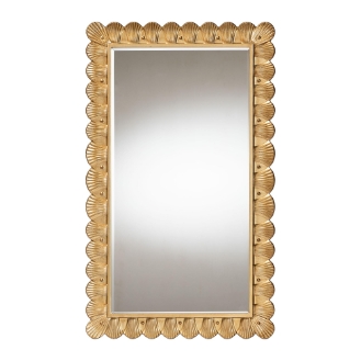 Baxton Studio Vadim Antique Gold Wood Accent Mirror with Seashell Border