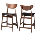 Baxton Studio Latina Mid-century Retro Modern Scandinavian Style Black Faux Leather Upholstered Walnut Wood Finishing 24-Inches Counter Stool Baxton Studio restaurant furniture, hotel furniture, commercial furniture, wholesale bar furniture, wholesale bar stools, classic bar stools