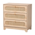 Baxton Studio Elsbeth Japandi Oak Brown Finished Wood and Natural Rattan 3-Drawer Storage Cabinet Baxton Studio Elsbeth Japandi Oak Brown Finished Wood and Natural Rattan 3-Drawer Storage Cabinet