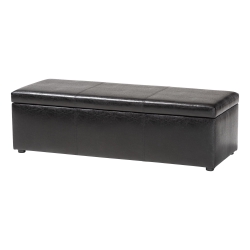 Baxton Studio Dennehy Black Modern Ottoman Sofa, Dark Brown Modern Ottoman, Contemporary, Discount, Upholstery, Hardwood, Dark Brown