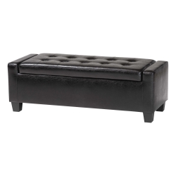 Baxton Studio Manchester Ottoman Ottoman, Storage, Contemporary, Black, Bonded Leather, Wood Frame