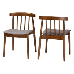 Baxton Studio Wyatt Mid-Century Modern Walnut Wood Dining Chair Set of 2 Baxton Studio restaurant furniture, hotel furniture, commercial furniture, wholesale dining room furniture, wholesale chair, classic leather chairs