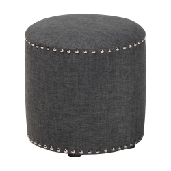 Baxton Studio Rosine Modern and Contemporary Dark Grey Fabric Upholstered Nail Trim Ottoman Baxton Studio restaurant furniture, hotel furniture, commercial furniture, wholesale living room furniture, wholesale ottoman, classic standard ottoman