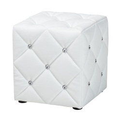 Baxton Studio Stacey Modern and Contemporary White Faux Leather Upholstered Ottoman Baxton Studio restaurant furniture, hotel furniture, commercial furniture, wholesale living room furniture, wholesale ottoman, classic standard ottoman