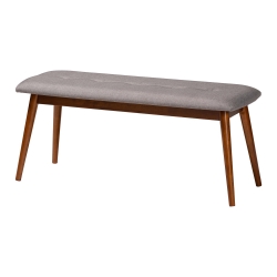 Baxton Studio Flora II Mid-Century Modern Light Grey Fabric Upholstered Medium Oak Finished Wood Dining Bench Baxton Studio restaurant furniture, hotel furniture, commercial furniture, wholesale living room furniture, wholesale dining bench, classic dining bench