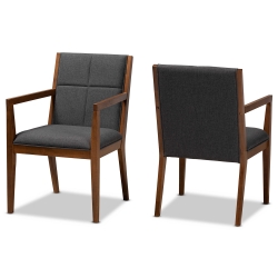 Baxton Studio Theresa Mid-Century Modern Dark Grey Fabric Upholstered and Walnut Brown Finished Wood Living Room Accent Chair (Set of 2) Baxton Studio > Living Room Furniture > Chairs > Accent Chairs