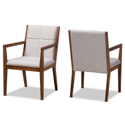 Baxton Studio Theresa Mid-Century Modern Greyish Beige Fabric Upholstered and Walnut Brown Finished Wood Living Room Accent Chair (Set of 2) Baxton Studio > Living Room Furniture > Chairs > Accent Chairs