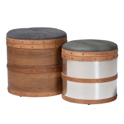 Baxton Studio Caleb Modern Grey Fabric and Alligator Faux Leather 2-Piece Storage Ottoman Set Baxton Studio > Living Room Furniture > Ottomans > Storage Ottomans