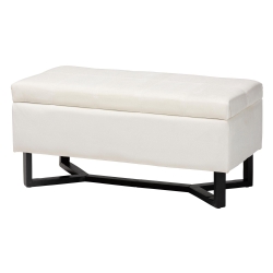 Baxton Studio Esther Modern and Contemporary Beige Velvet Fabric Upholstered and Dark Brown Finished Wood Storage Ottoman Baxton Studio Esther Modern and Contemporary Beige Velvet Fabric Upholstered and Dark Brown Finished Wood Storage Ottoman