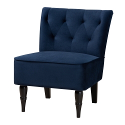 Baxton Studio Harmon Modern and Contemporary Transitional Navy Blue Velvet Fabric Upholstered and Black Finished Wood Accent Chair Baxton Studio Tahir Modern and Contemporary Walnut Brown Finished Wood and Antique Gold Finished Metal 2-Tier Mobile Bar Cart