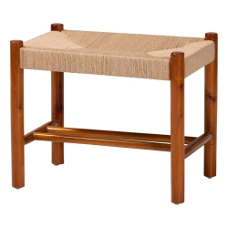 Baxton Studio Saura Mid-Century Modern Oak Brown Finished Wood and Hemp Accent Bench Baxton Studio restaurant furniture, hotel furniture, commercial furniture, wholesale bedroom furniture, wholesale storage ottoman, classic storage ottoman