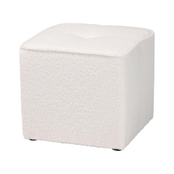 Baxton Studio Isaiah Modern and Contemporary Ivory Boucle Upholstered Ottoman Baxton Studio restaurant furniture, hotel furniture, commercial furniture, wholesale living room furniture, wholesale ottoman, classic ottoman