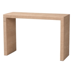 bali & pari Colandra Modern Bohemian Natural Brown Jute and Wood Console Table bali & pari Colandra Modern Bohemian Natural Brown Jute and Wood Console Table