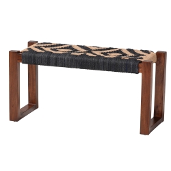 bali & pari Prunella Modern Bohemian Two-Tone Navy Blue and Natural Brown Jute and Acacia Wood Accent Bench bali & pari Prunella Modern Bohemian Two-Tone Navy Blue and Natural Brown Seagrass and Acacia Wood Accent Bench
