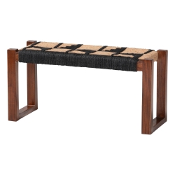 bali & pari Jerilyn Modern Bohemian Two-Tone Navy Blue and Natura Brown Jute and Acacia Wood Accent Bench bali & pari Jerilyn Modern Bohemian Two-Tone Navy Blue and Natura Brown Seagrass and Acacia Wood Accent Bench