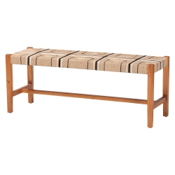 bali & pari Prita Bohemian Paper Loom and Natural Mahogany Wood Dining Bench bali & pari Prita Bohemian Paper Loom and Natural Mahogany Wood Dining Bench