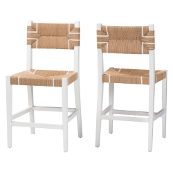 bali & pari Talli Bohemian Paper Loom and White Mahogany Wood 2-Piece Counter Stool Set bali & pari Talli Bohemian Paper Loom and White Mahogany Wood 2-Piece Counter Stool Set