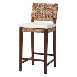 bali & pari Alise Handwoven Seagrass Bar Stool with Mahogany Wood Frame - Bar -Height Chair with Woven Back and Seat for Kitchen Island or Home Bar, Earthy Brown bali & pari Alise Handwoven Seagrass Bar Stool with Mahogany Wood Frame - Bar -Height Chair with Woven Back and Seat for Kitchen Island or Home Bar, Earthy Brown