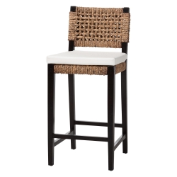 bali & pari Alise Handwoven Seagrass Bar Stool with Mahogany Wood Frame - Bar-Height Chair with Woven Back and Seat for Kitchen Island or Home Bar, Dark Brown bali & pari Alise Handwoven Seagrass Bar Stool with Mahogany Wood Frame - Bar-Height Chair with Woven Back and Seat for Kitchen Island or Home Bar, Dark Brown