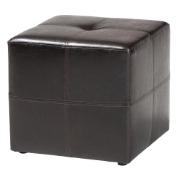 Baxton Studio Nox Brown Leather Small Inexpensive Cube Ottoman Nox Brown Leather Small Inexpensive Cube Ottoman, BSST-19-Dark Brown, Baxton Studio Affordable Modern Design
