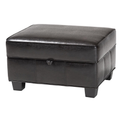 Baxton Studio Agustus Brown Leather Storage Ottoman Black Bi-cast Leather Storage Ottoman, BSA-136-001-Ottoman, Baxton Studio Affordable Modern Design