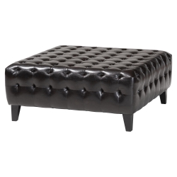Baxton Studio Pemberly Dark Brown Bonded Leather Square Ottoman Pemberly Dark Brown Bonded Leather Square Ottoman, BSTA1235-Dark Brown, Baxton Studio Affordable Modern Design